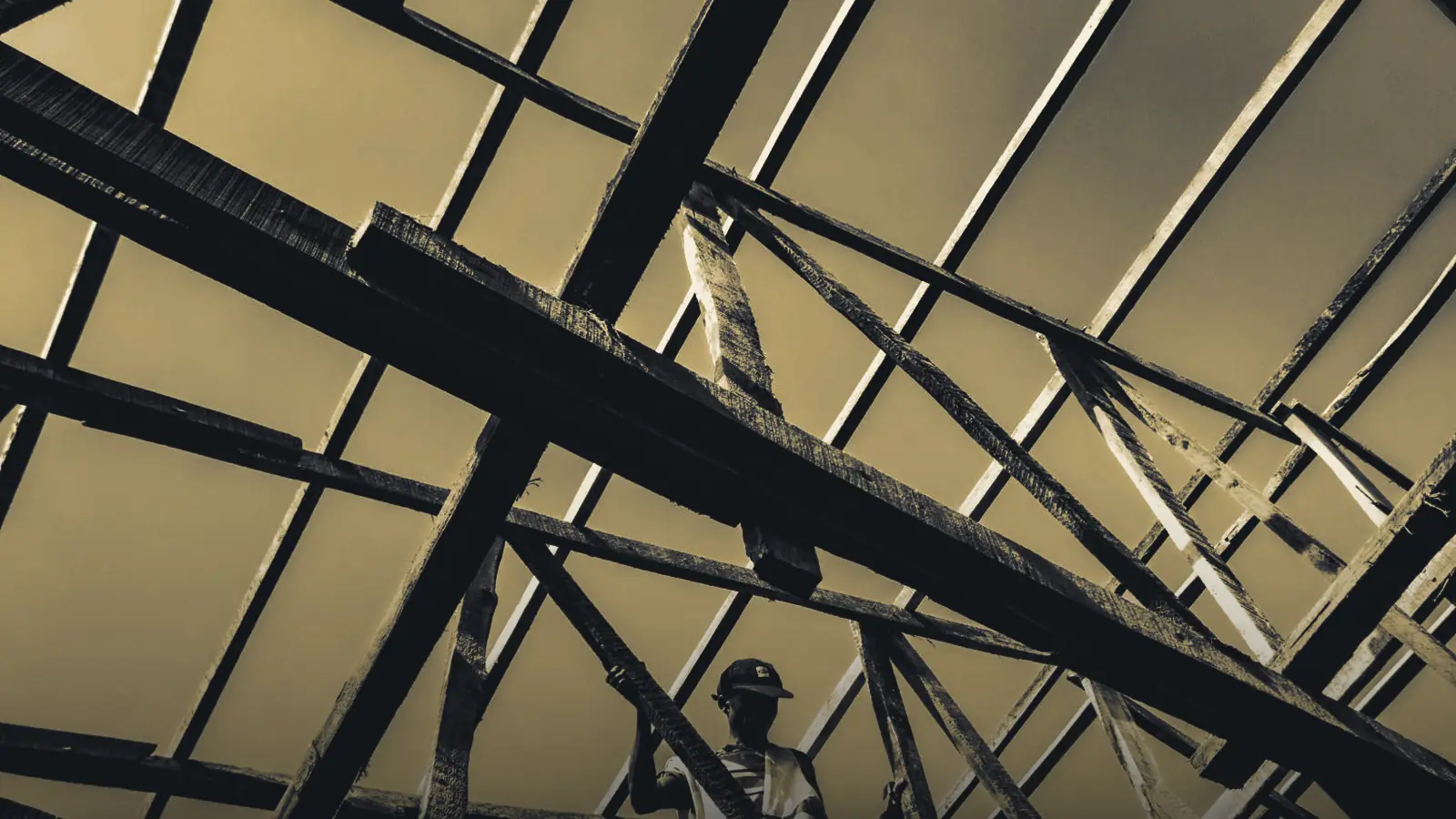 Timber roof framing on a building and construction site